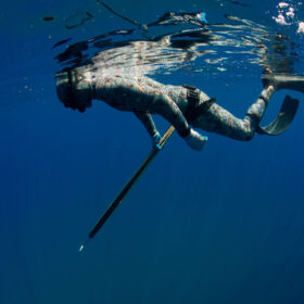Freediving, sea fishing at shallow depths